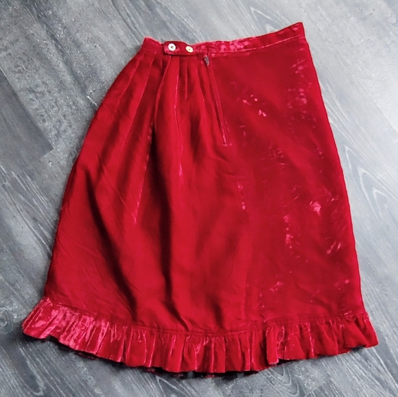 Vintage dark red velvet skirt - Picture 3 of 5